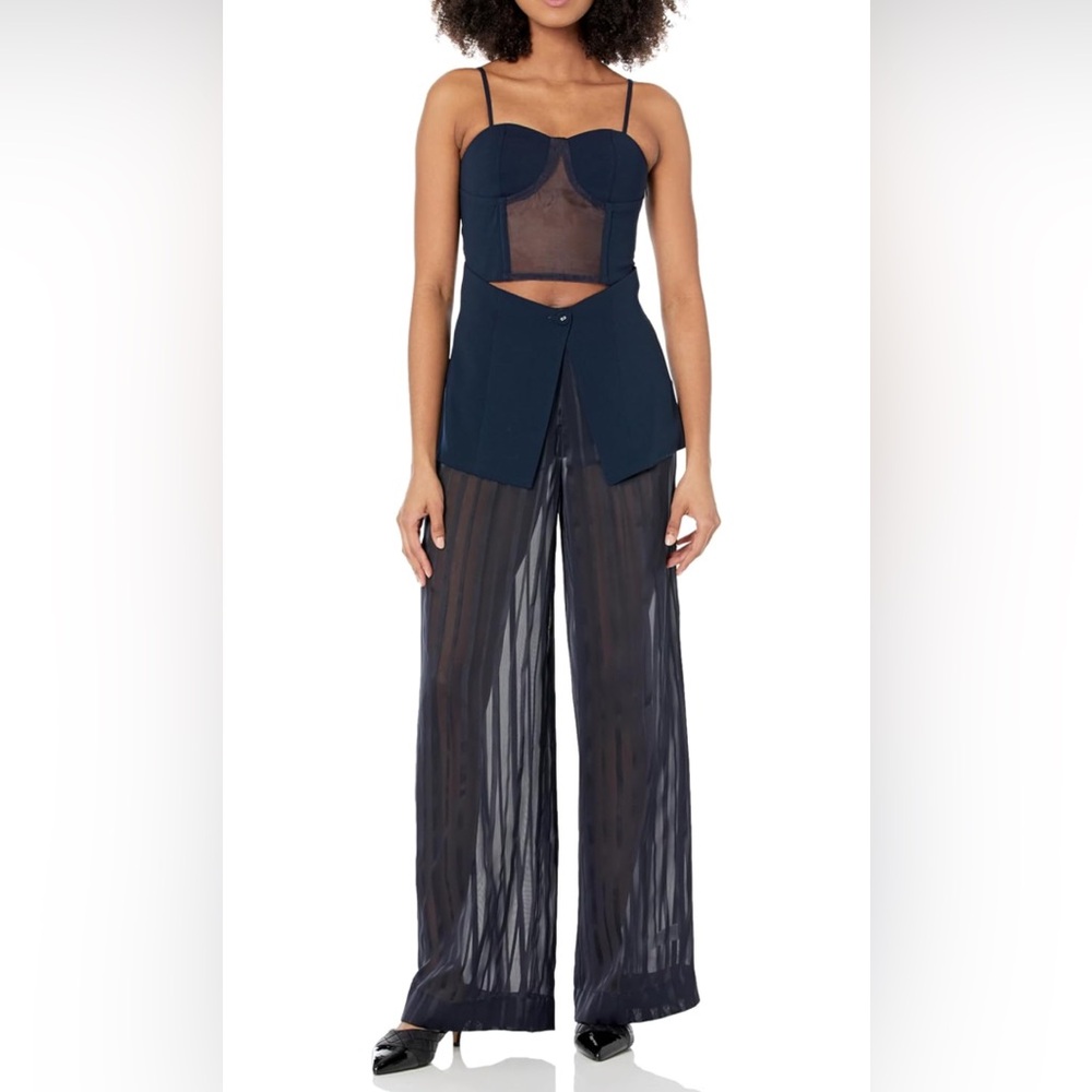NWT The Drop Women's Sky Captain Organza Inset Long Corset Top by @signedblake L